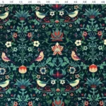 William Morris Fabric Model with Bird and Leaf Motifs