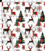 Winter Deer and Pine Tree White Background Fabric - Image 3