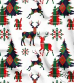 Winter Deer and Pine Tree White Background Fabric - Image 4