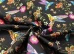 Black Fabric with Hummingbird and Floral Design - Image 5