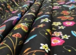 Black Fabric with Hummingbird and Floral Design - Image 6