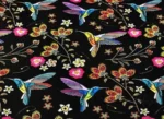 Black Fabric with Hummingbird and Floral Design - Image 7