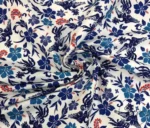 Blue Blanc Flower Motif Upholstery Fabric Model - Image 4