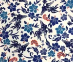 Blue Blanc Flower Motif Upholstery Fabric Model - Image 5