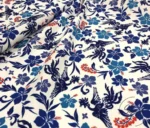 Blue Blanc Flower Motif Upholstery Fabric Model - Image 6