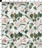 Botanical Floral Fabric Pattern on White Background - Image 3