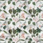 Botanical Floral Fabric Pattern on White Background