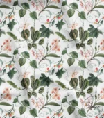 Botanical Floral Fabric Pattern on White Background