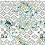 Ceramic Flower Motif Upholstery Background Curtain Fabric