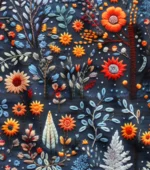 Colorful Flower and Plant Patterned 3D Fabric Model - Image 4