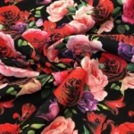 Colorful Rose Pattern Upholstery Sofa and Curtain Fabric Model