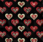 Elegant Fabric Pattern with Flower and Heart Design with Embroidery Effect - Image 3