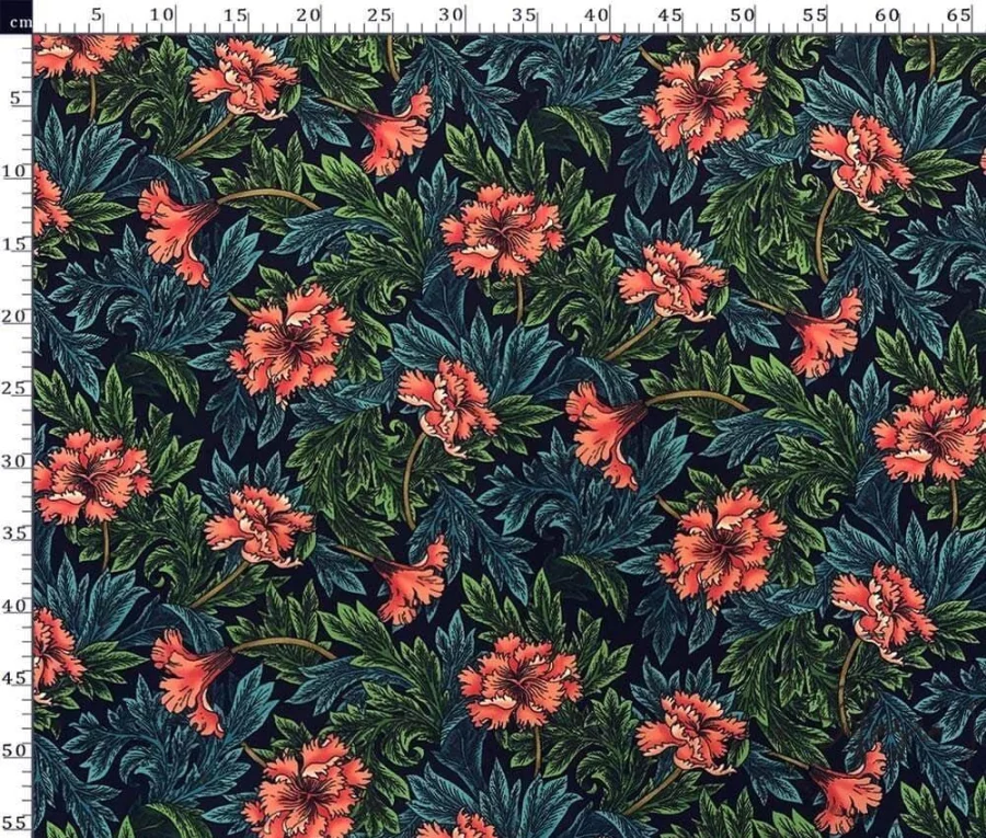 Fabric Model for William Morris Sofa and Curtain with Flower Motif Fabric Model for William Morris Sofa and Curtain with Flower Motif - Image 1