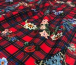 Floral Embroidered Plaid Pattern Upholstery and Drapery Fabric - Image 3