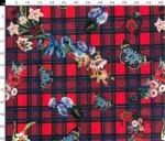 Floral Embroidered Plaid Pattern Upholstery and Drapery Fabric