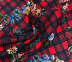Floral Embroidered Plaid Pattern Upholstery and Drapery Fabric - Image 4