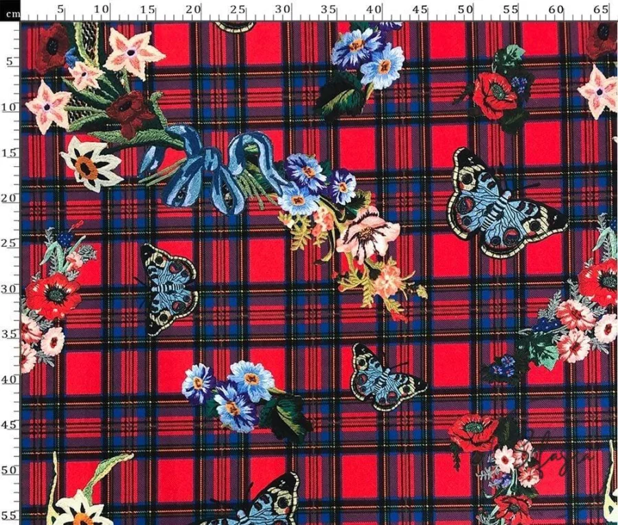 Floral Embroidered Plaid Pattern Upholstery and Drapery Fabric Floral Embroidered Plaid Pattern Upholstery and Drapery Fabric - Image 1