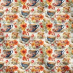Flower and Cup Upholstery Fabric