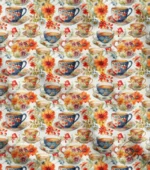 Flower and Cup Upholstery Fabric