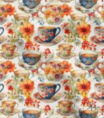 Flower and Cup Upholstery Fabric - Image 4