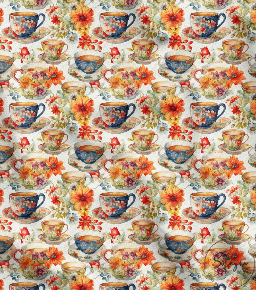 Flower and Cup Upholstery Fabric Flower and Cup Upholstery Fabric - Image 1