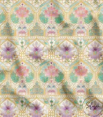 Lotus Flower and Arched Architectural Motif Upholstery Fabric