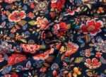 Navy Blue Floor Flower Motif Sofa Fabric - Image 4