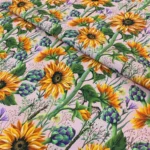 Pink Ground Sunflower Patterned Upholstery Fabric