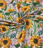 Pink Ground Sunflower Patterned Upholstery Fabric - Image 4