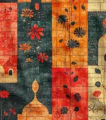 Ramadan Themed Floral Ethnic Fabric Model - Image 4