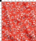Red Color Floral Motif Upholstery Fabric - Image 3