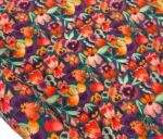 Upholstered Sofa and Background Curtain Fabric with Multi-Colored Flowers