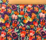 Upholstered Sofa and Background Curtain Fabric with Multi-Colored Flowers - Image 4