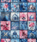 Upholstery Fabric with Floral Patchwork Design