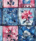 Upholstery Fabric with Floral Patchwork Design - Image 4