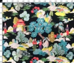 Upholstery Fabric with Japanese Flower and Tree Design