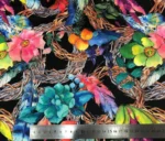 Black Upholstery and Drapery Fabric with Colorful Flowers Pattern - Image 3