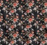 Black Upholstery Fabric with Red Rose Pattern - Image 3