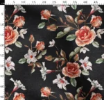 Black Upholstery Fabric with Red Rose Pattern - Image 4
