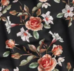 Black Upholstery Fabric with Red Rose Pattern - Image 5
