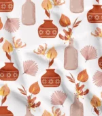 Bohemian Style Terracotta Vase Design Floral Fabric - Image 4