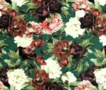 Carnation Flower Green Colored Drapery and Cushion Fabric - Image 3