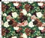 Carnation Flower Green Colored Drapery and Cushion Fabric