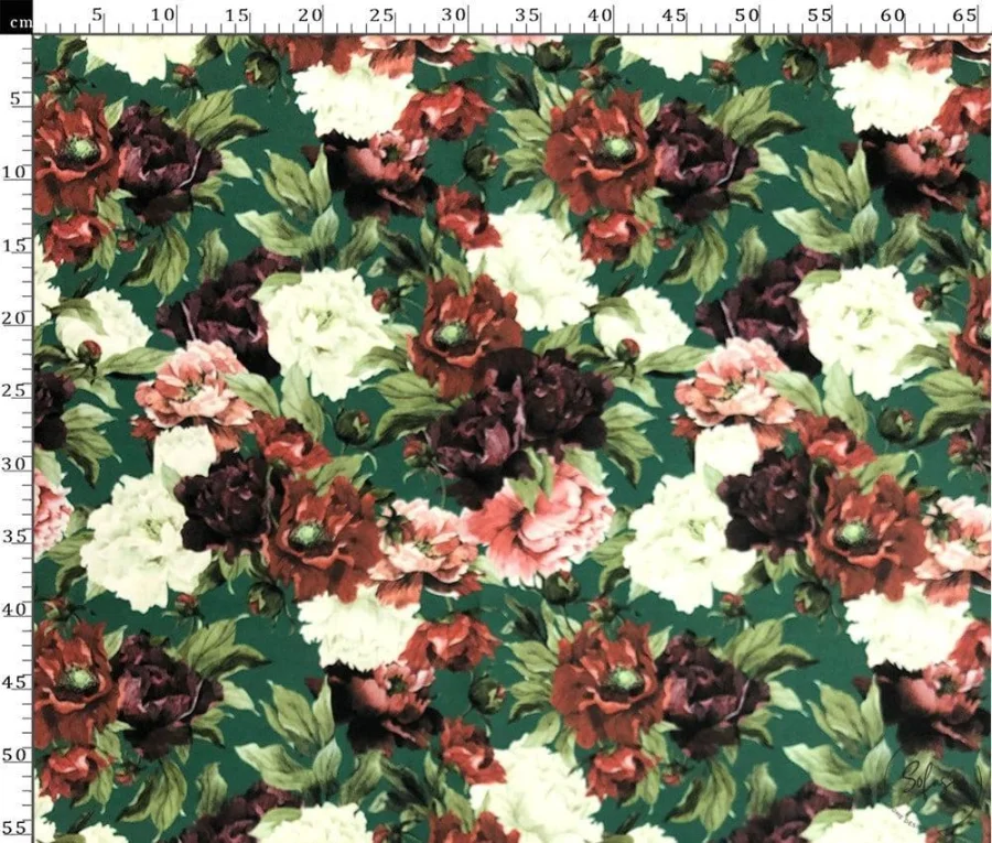 Carnation Flower Green Colored Drapery and Cushion Fabric Carnation Flower Green Colored Drapery and Cushion Fabric - Image 1