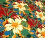 Colorful Tropical Floral Nostalgic Drapery Fabric - Image 4