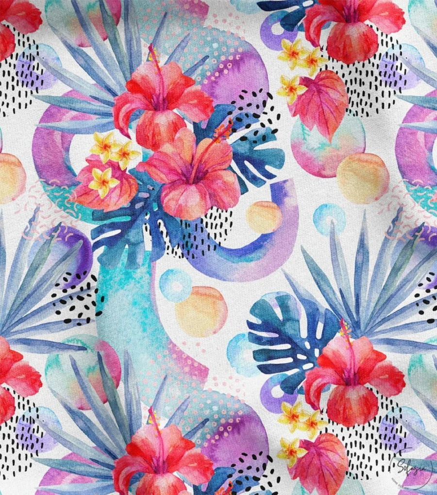 Colorful Tropical Flower Designs Upholstery Fabric Colorful Tropical Flower Designs Upholstery Fabric - Image 1