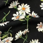 Daisy Patterned Black Sofa Upholstery Fabric