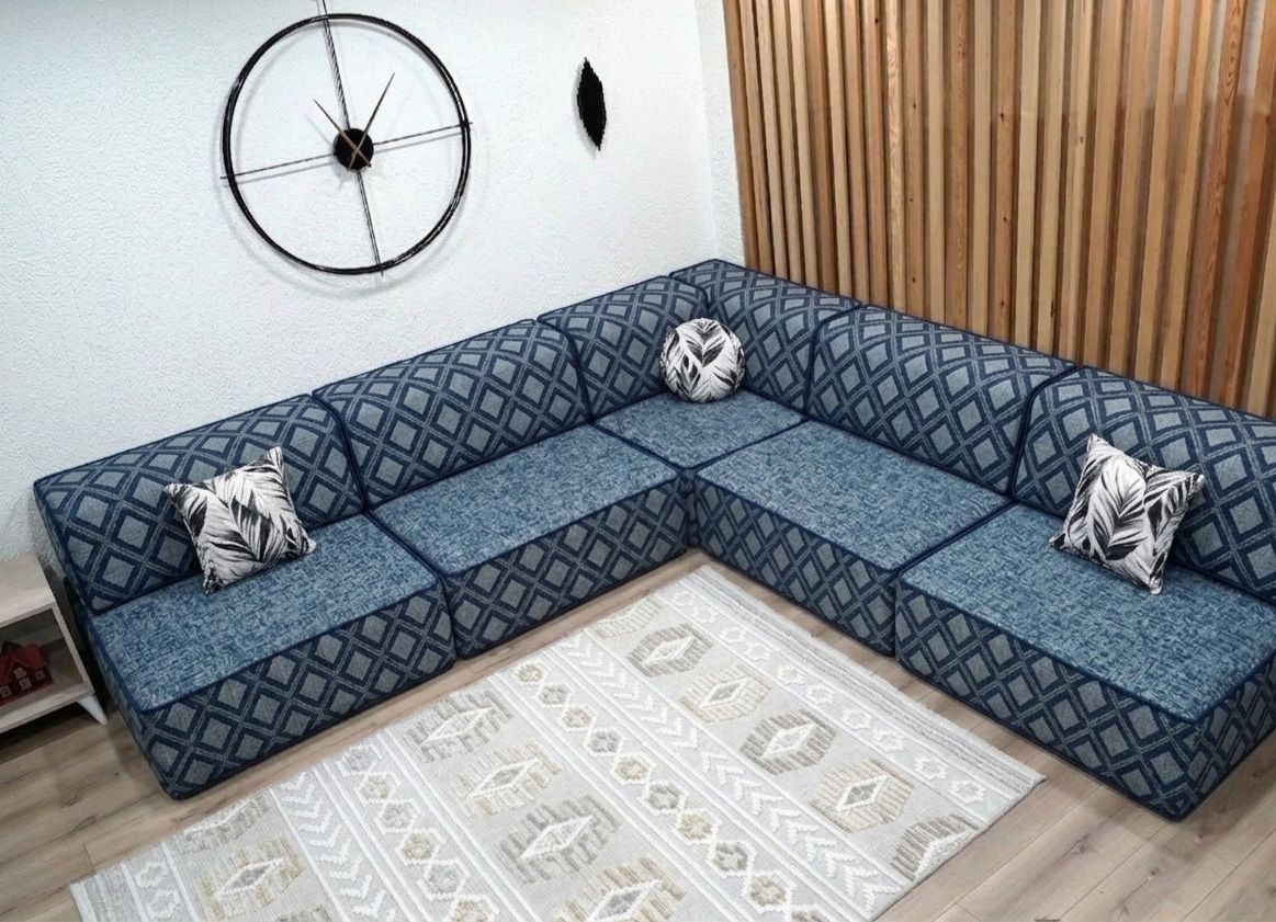 dark blue floor sofa