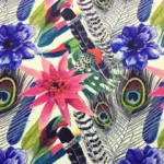 Feather Patterned Fuchsia Floral Sofa Covering Fabric