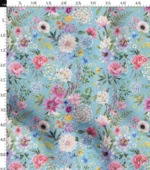 Floral Patterned Turquoise Sofa and Drapery Fabric - Image 3